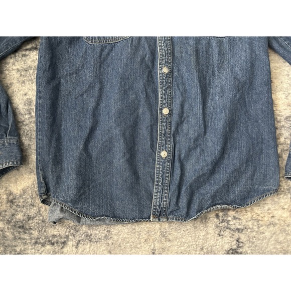 Vtg Levi's Jeans Denim Jean Shirt Metal Button Up Red Tab 90s Washed Levis - Picture 5 of 10